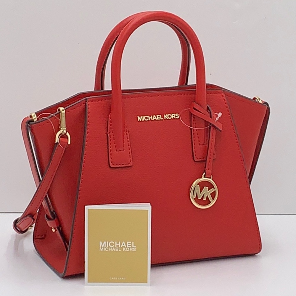 Michael Kors Avril Small Leather Top-Zip Satchel Flame color - Picture 7 of 16